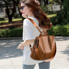 Casual Faux Leather Backpack Purse Anti-theft Shoulder Bag