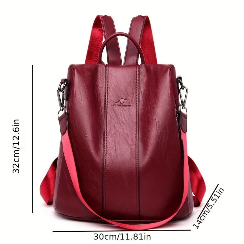 Casual Faux Leather Backpack Purse Anti-theft Shoulder Bag