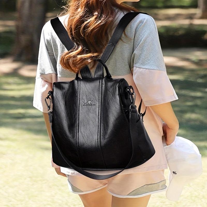 Casual Faux Leather Backpack Purse Anti-theft Shoulder Bag