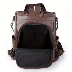 Vintage PU Leather Backpack Purse Two-way Shoulder Bag