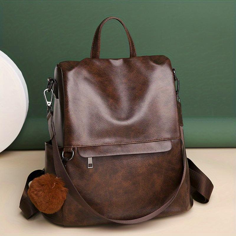 Vintage PU Leather Backpack Purse Two-way Shoulder Bag