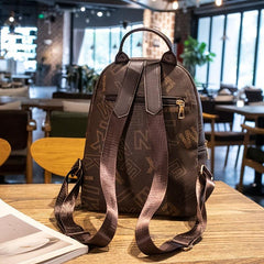 Vintage Letter Print Backpack Classic Zipper Storage Daypack Women's Bag