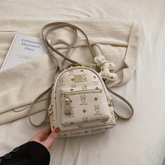 Bear Pattern Zipper Backpack for Travel Women's Bag