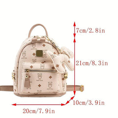 Bear Pattern Zipper Backpack for Travel Women's Bag