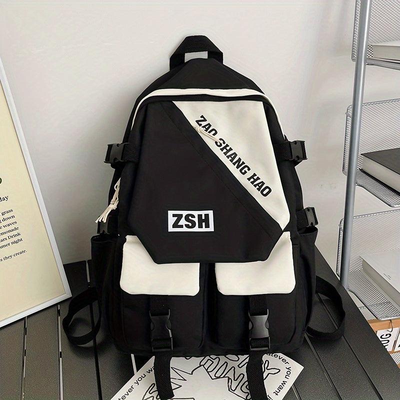 Large Capacity Backpack with Letter Graphic