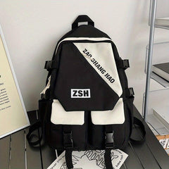 Large Capacity Backpack with Letter Graphic