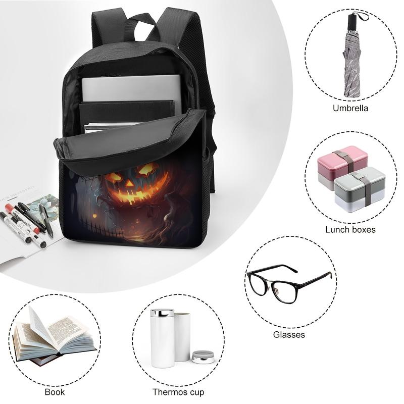 Casual Halloween Pumpkin Pattern Backpack Large Capacity Book Bag