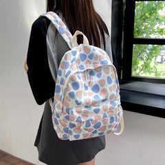 Triangle Pattern Large Capacity Preppy Backpack Nylon Lightweight Travel Bag