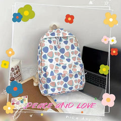 Triangle Pattern Large Capacity Preppy Backpack Nylon Lightweight Travel Bag