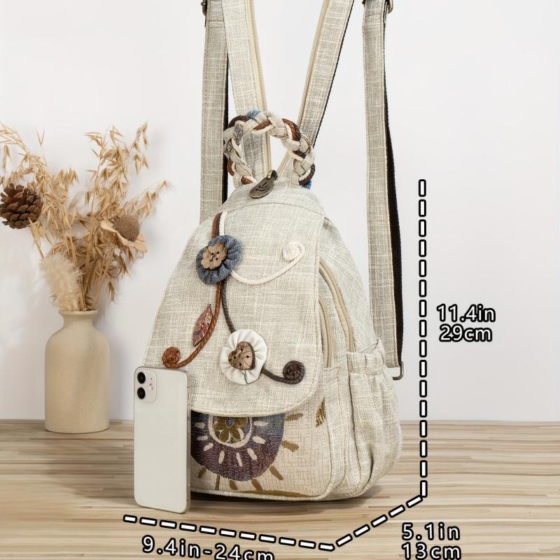 Vintage Ethnic Style Backpack Bohemian Travel Daypack Women's Casual Boho