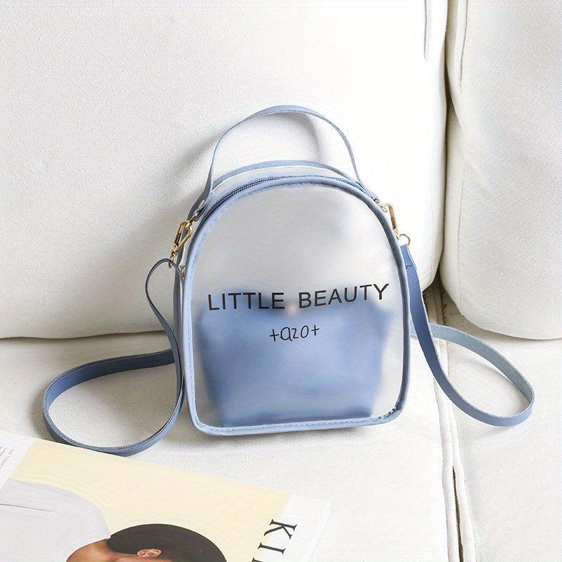 Translucent Zipper Backpack All Match Rucksack Letter Print Backpack