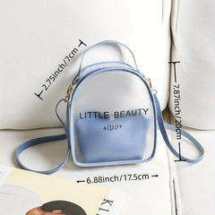 Translucent Zipper Backpack All Match Rucksack Letter Print Backpack