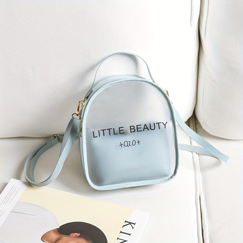 Translucent Zipper Backpack All Match Rucksack Letter Print Backpack