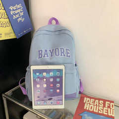 Colorblock Letter Pattern Preppy Backpack Large Capacity Backpack
