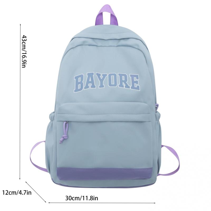 Colorblock Letter Pattern Preppy Backpack Large Capacity Backpack