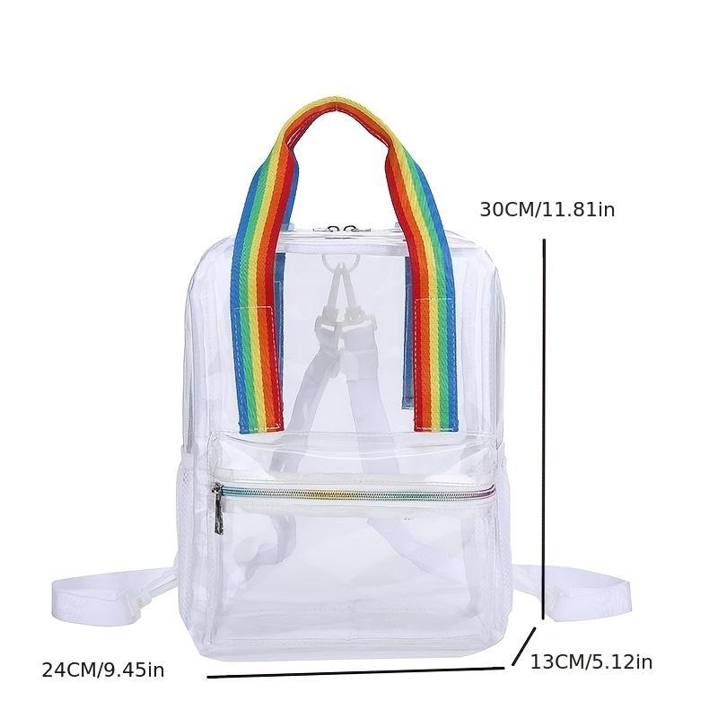 Transparent Zipper Backpack with Rainbow Straps