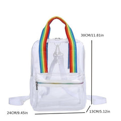 Transparent Zipper Backpack with Rainbow Straps
