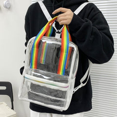 Transparent Zipper Backpack with Rainbow Straps