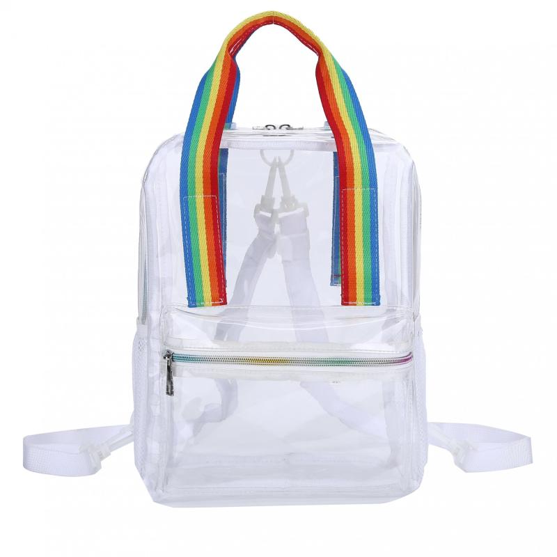 Transparent Zipper Backpack with Rainbow Straps
