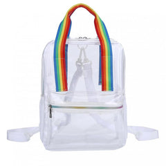 Transparent Zipper Backpack with Rainbow Straps