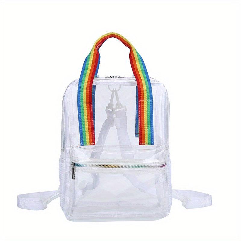 Transparent Zipper Backpack with Rainbow Straps