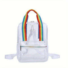 Transparent Zipper Backpack with Rainbow Straps
