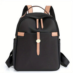 Colorblock Large Capacity Preppy Backpack Nylon Durable Lightweight Laptop Daypa