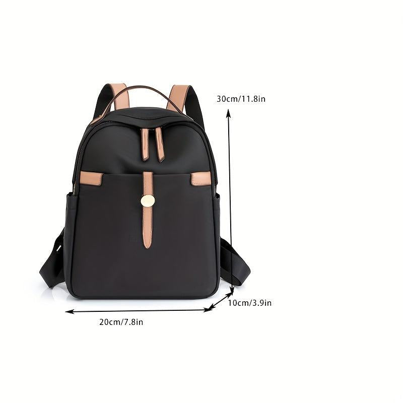 Colorblock Large Capacity Preppy Backpack Nylon Durable Lightweight Laptop Daypa