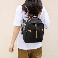 Colorblock Large Capacity Preppy Backpack Nylon Durable Lightweight Laptop Daypa