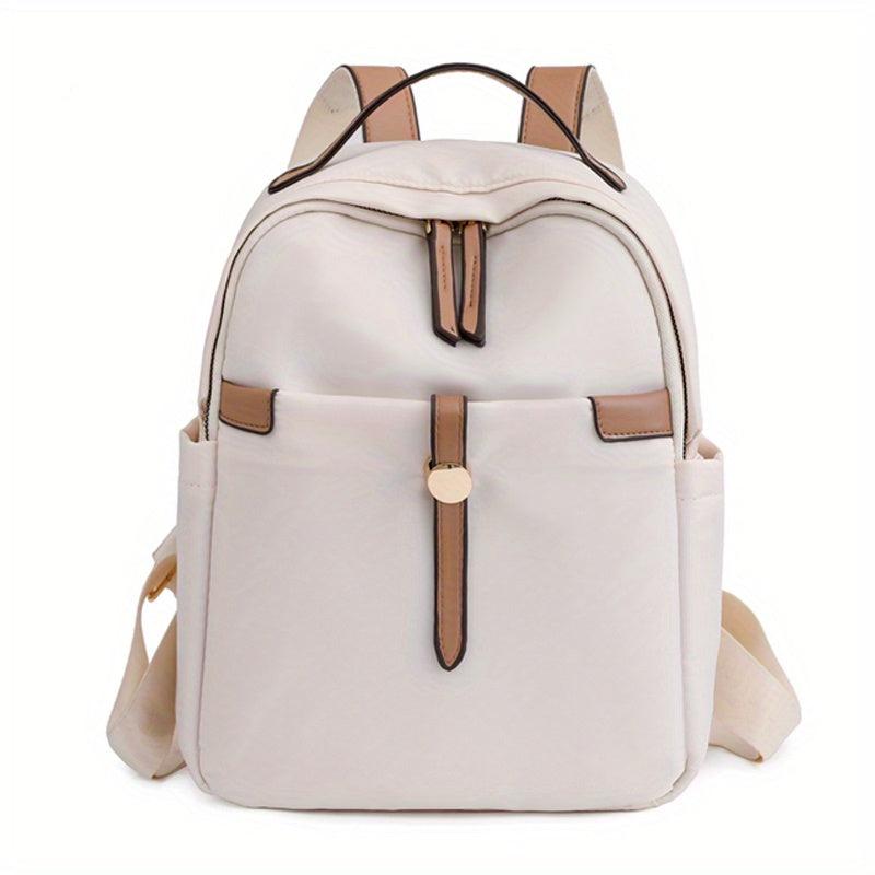Colorblock Large Capacity Preppy Backpack Nylon Durable Lightweight Laptop Daypa