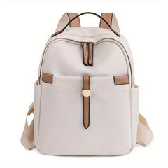 Colorblock Large Capacity Preppy Backpack Nylon Durable Lightweight Laptop Daypa