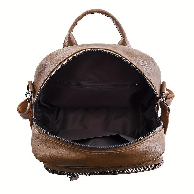 Studded Decor Zipper Front Backpack Purse for Women Punk Style