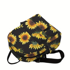 Sunflower Print Zipper Backpack Lightweight School Bag