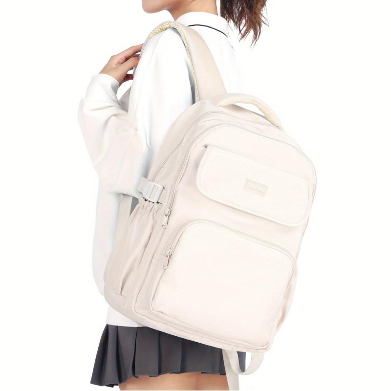 Preppy Solid Zipper Backpack School Bag