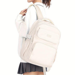 Preppy Solid Zipper Backpack School Bag