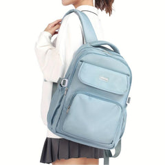 Preppy Solid Zipper Backpack School Bag