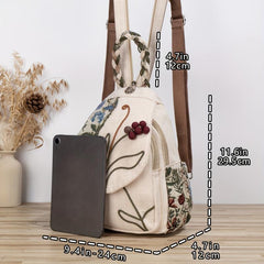 Ethnic Style Floral Embroidered Backpack Purse