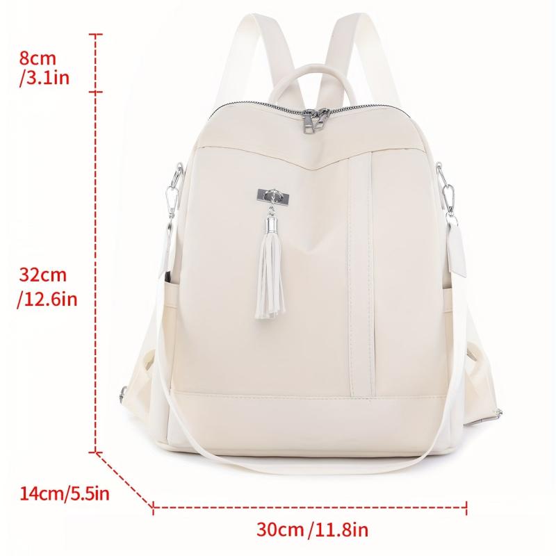 Lightweight Backpack Convertible Shoulder Bag with Tassel Decor