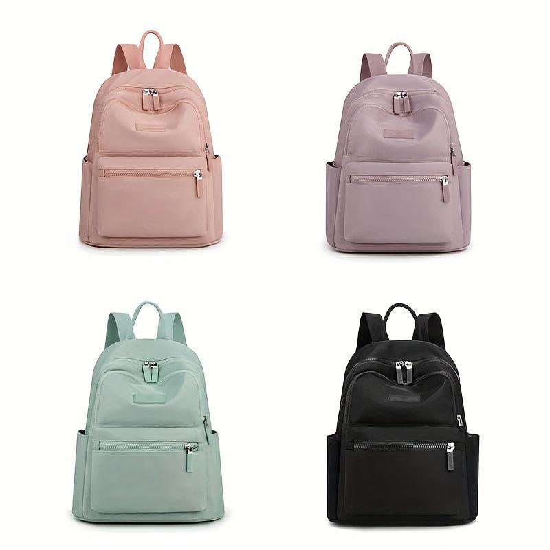 Casual Backpack For Women Solid Student Schoolbag Nylon Travel Daypack