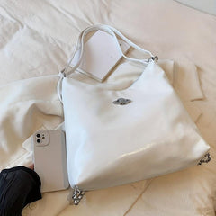 Large Capacity Hobo Bag PU Shoulder Bag Casual Handbag