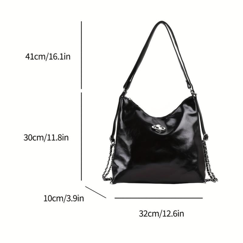 Large Capacity Hobo Bag PU Shoulder Bag Casual Handbag