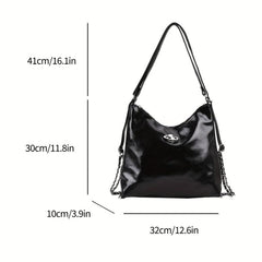 Large Capacity Hobo Bag PU Shoulder Bag Casual Handbag