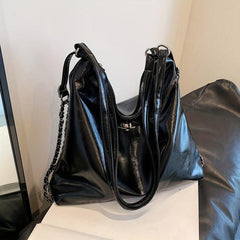 Large Capacity Hobo Bag PU Shoulder Bag Casual Handbag