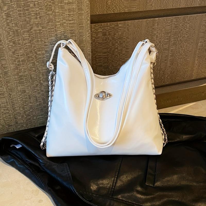 Large Capacity Hobo Bag PU Shoulder Bag Casual Handbag