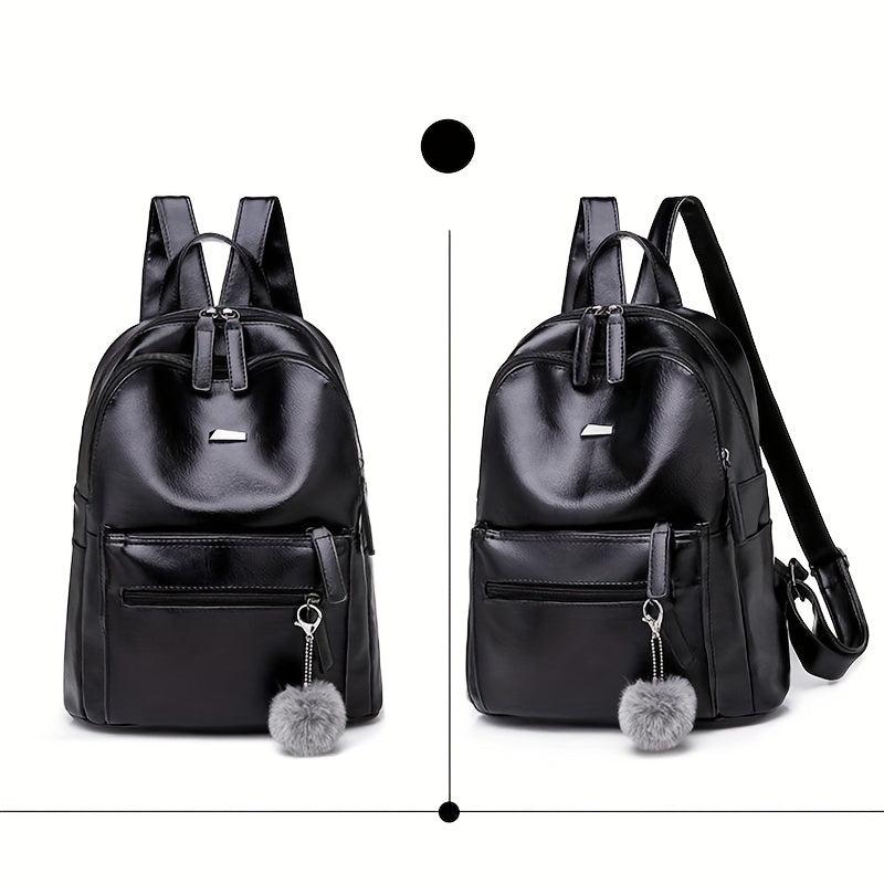 Vintage PU Leather Backpack Preppy Style Student Bookbag Casual Travel