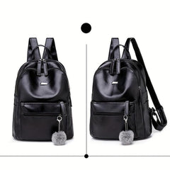 Vintage PU Leather Backpack Preppy Style Student Bookbag Casual Travel