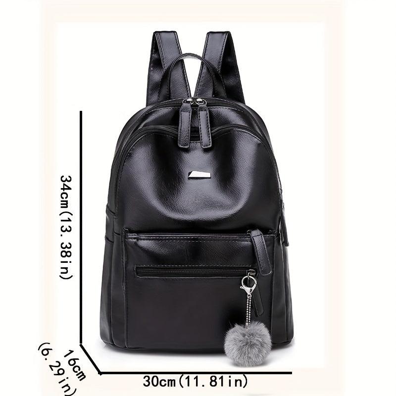 Vintage PU Leather Backpack Preppy Style Student Bookbag Casual Travel