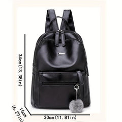 Vintage PU Leather Backpack Preppy Style Student Bookbag Casual Travel