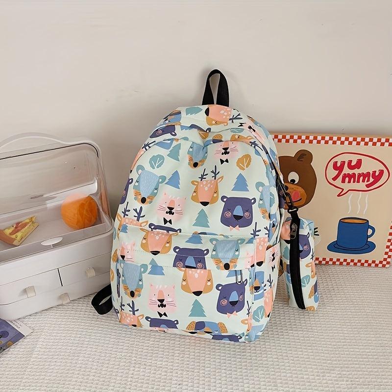 Cartoon Pattern Large Capacity Backpack Nylon Lightweight School Travel Bag