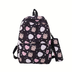 Cartoon Pattern Large Capacity Backpack Nylon Lightweight School Travel Bag